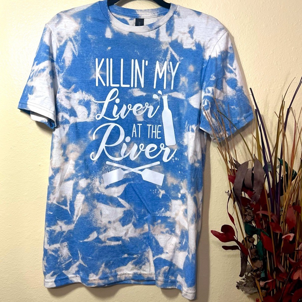 Gildan soft style blue bleached T-shirt